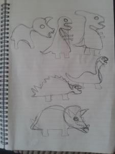 Initial Sketches of Dinosaurs